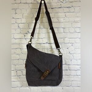 Gray Canvas Leather Crossbody AmHoo Adjustable Strap Hobo Shoulder Bag Purse
